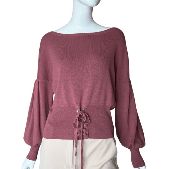 Express Sweaters - Express Dusty Rose Boat Neck Sweater With Corset Lace-up Detail Size Small NWT